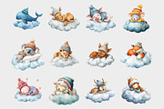 Watercolor Sleeping Animals Clipart, a Seasonal Illustration by Design Market (Thumbnail 3 of 5)