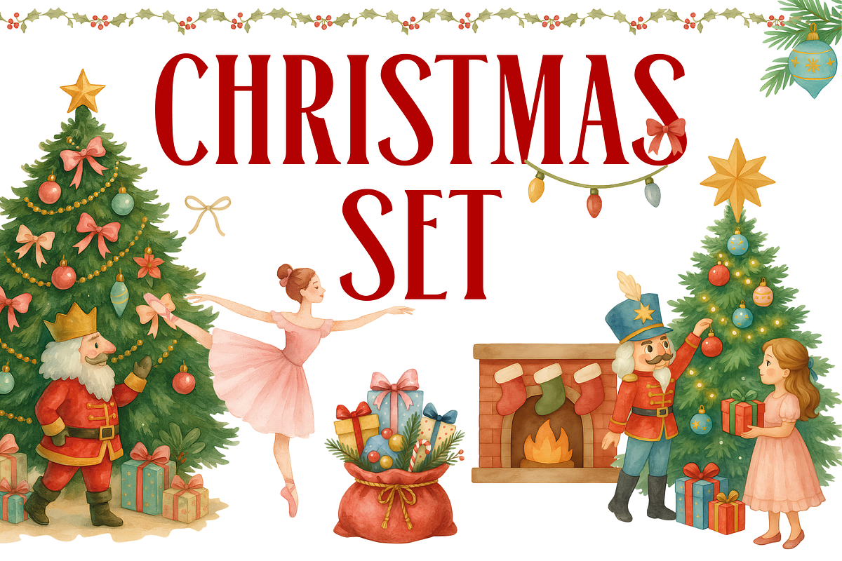 Christmas Watercolor Clip, a Decorative Illustration by Yana_mide (Photo 1 of 18)