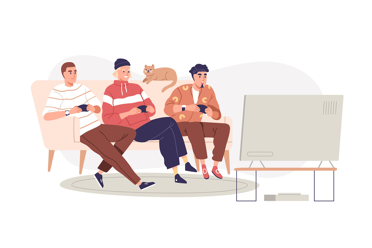 Men friends relax together set, a Person Illustration by Good Studio (Photo 6 of 9)