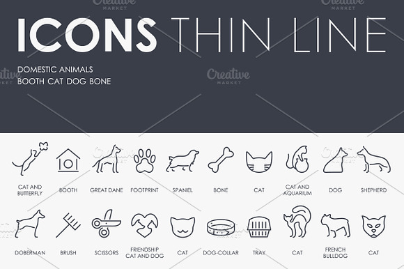 Domestic Animals Thinline Icons