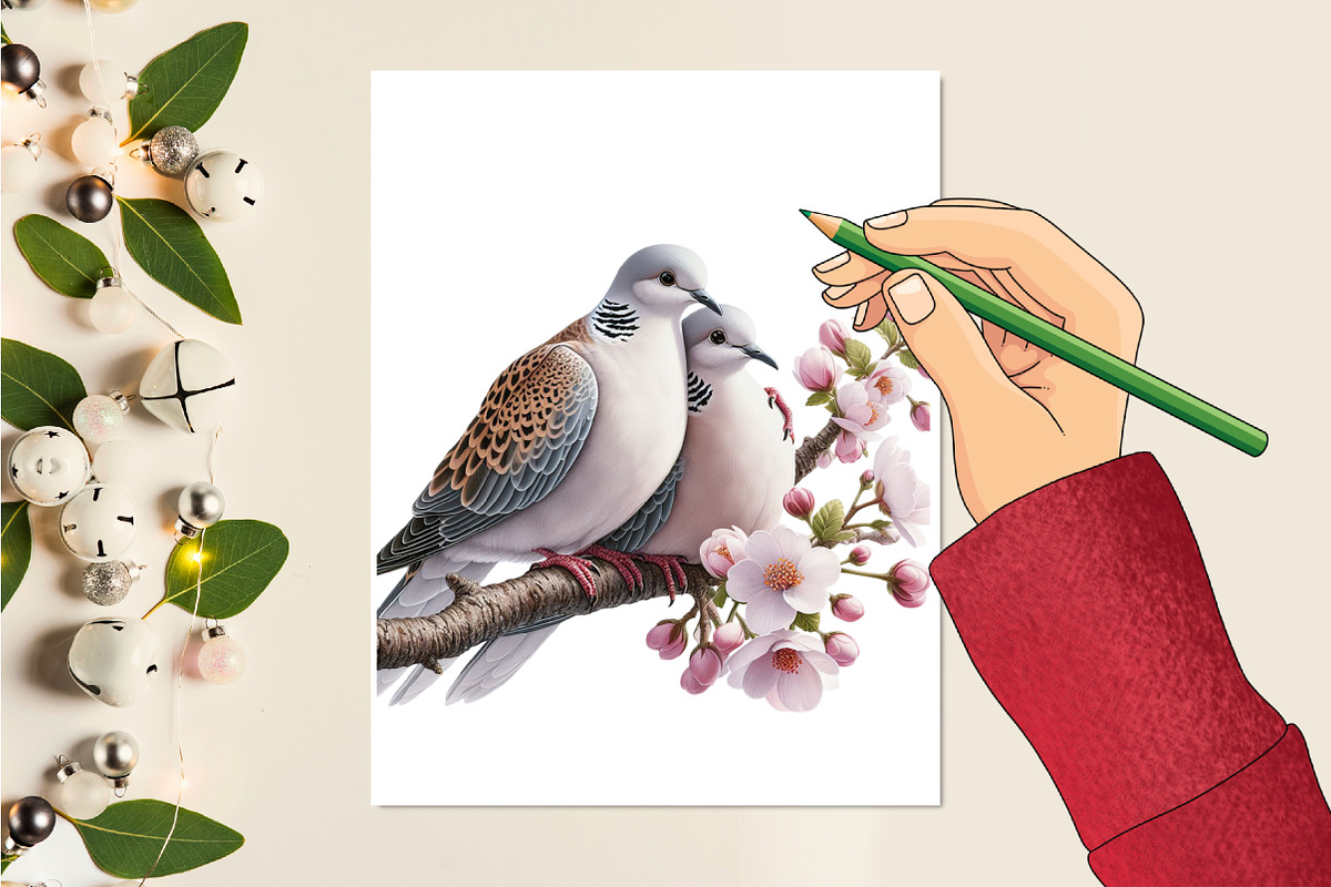 Watercolor Romantic Dove clipart PNG, a Seasonal Illustration by Craft Nest (Photo 2 of 5)
