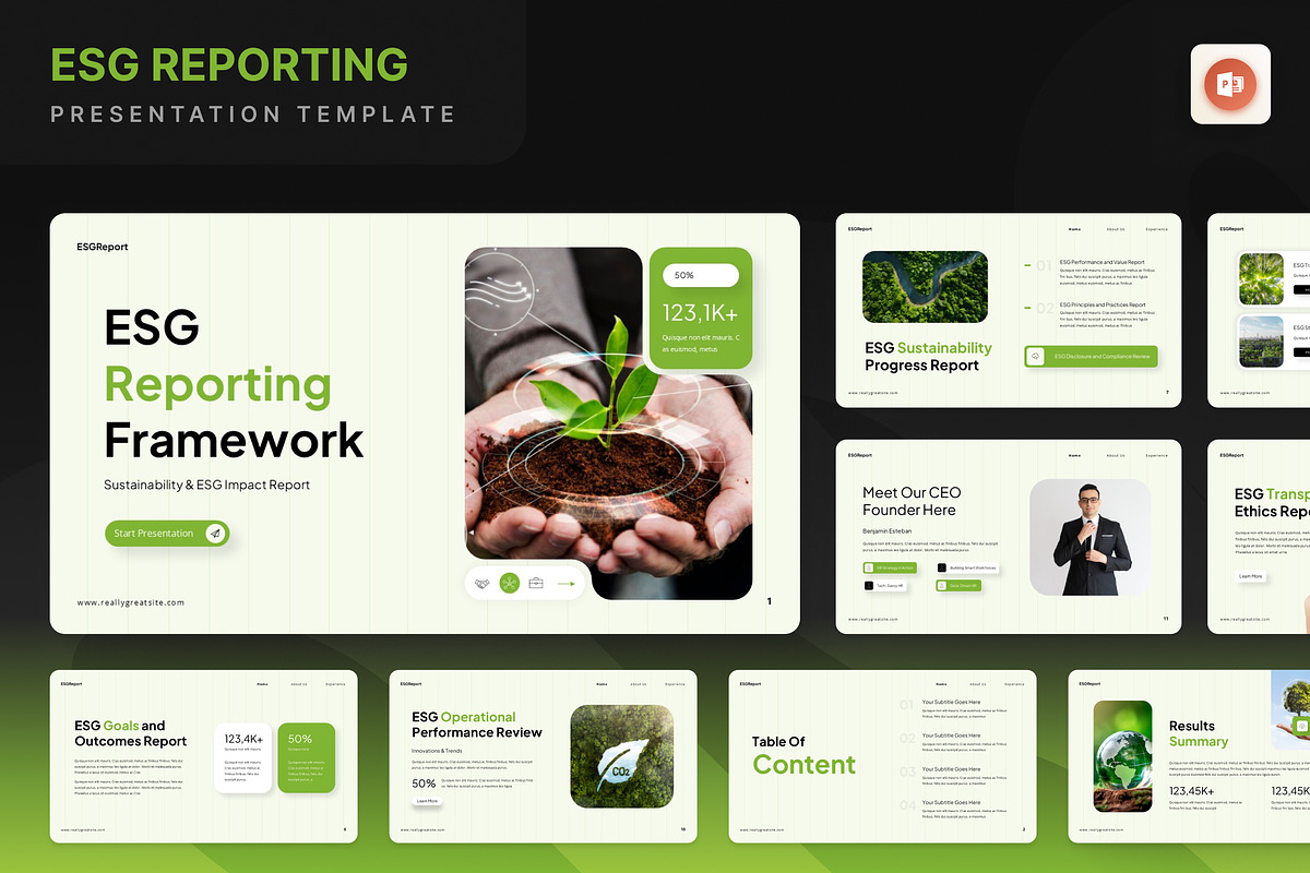 ESG Reporting PowerPoint, a Presentation Template by Annora Studio (Photo 1 of 7)