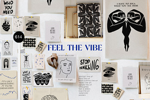 Feel The Vibe. Posters, Line Art