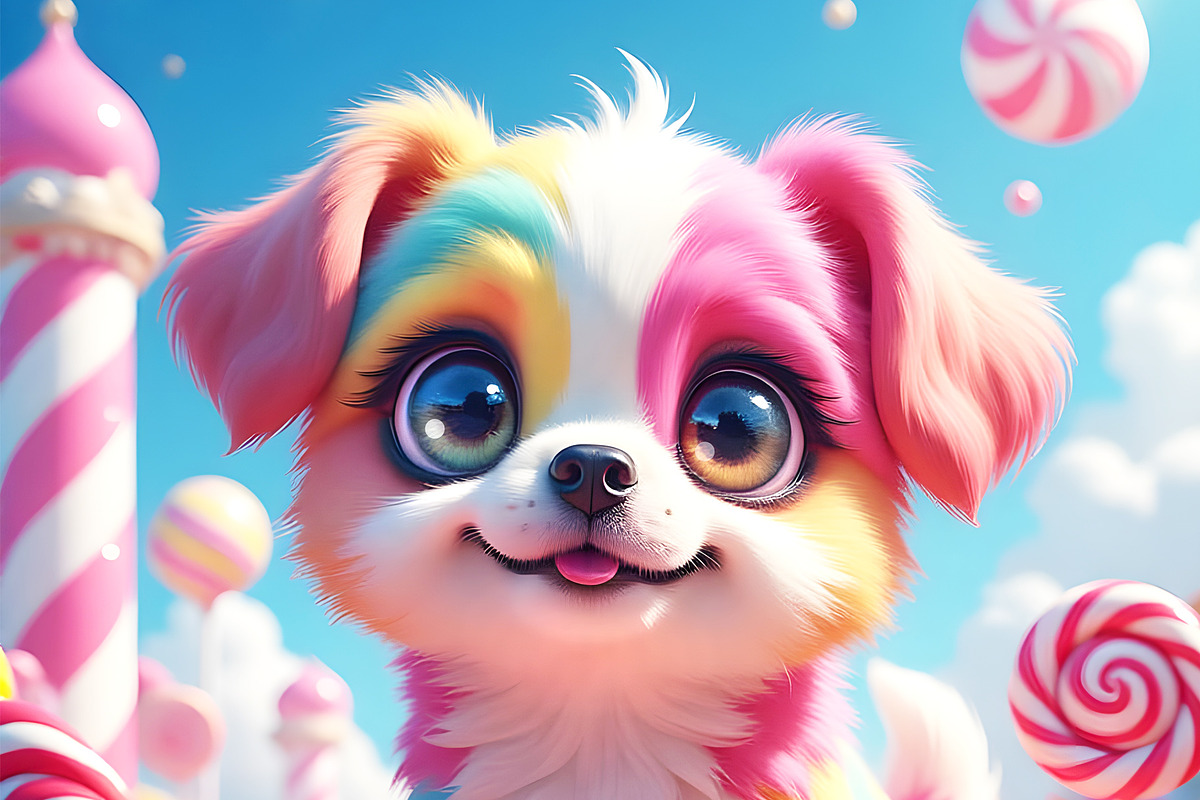 Whimsical Candy Dog, an Animal Illustration by Sharon Schwalbe (Photo 2 of 2)