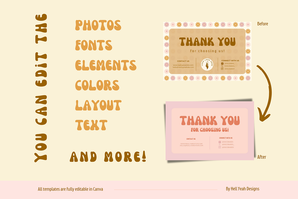 Retro Thank You Cards Templates, a Card Template by Hell Yeah Designs (Photo 5 of 7)