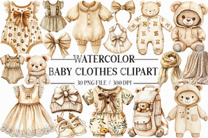 Watercolor Baby Clothes Clipart, an Illustration by Libby Wishes
