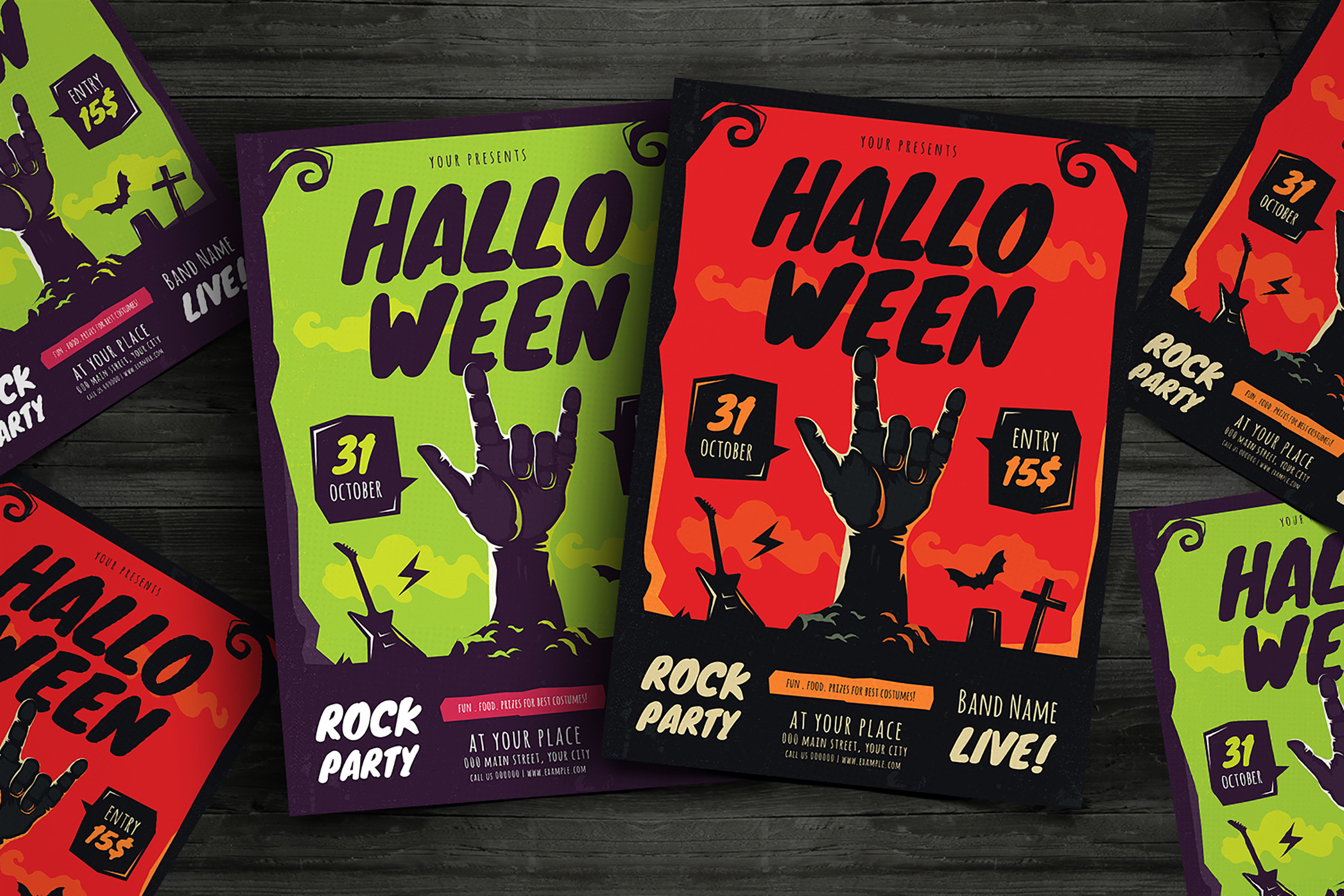 Halloween Rock Party Flyer, a Flyer Template by VectorVactory