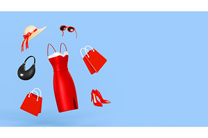 Women clothes and accessories on, an Object Illustration by Marozhkastudio