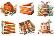 Watercolor Carrot Cake Clipart, a Seasonal Illustration by DreamArtGraphic (Thumbnail 4 of 4)