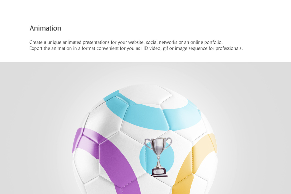 Soccer Ball Animated Mockup, a Merchandise Mockup by rebrandy (Photo 4 of 14)