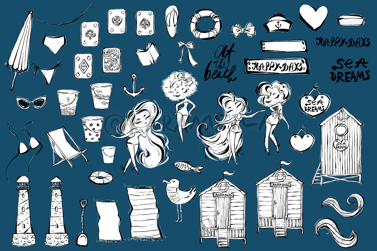 Nautical Beach Doodles, an Object Illustration by KaramfilaS (Photo 3 of 6)