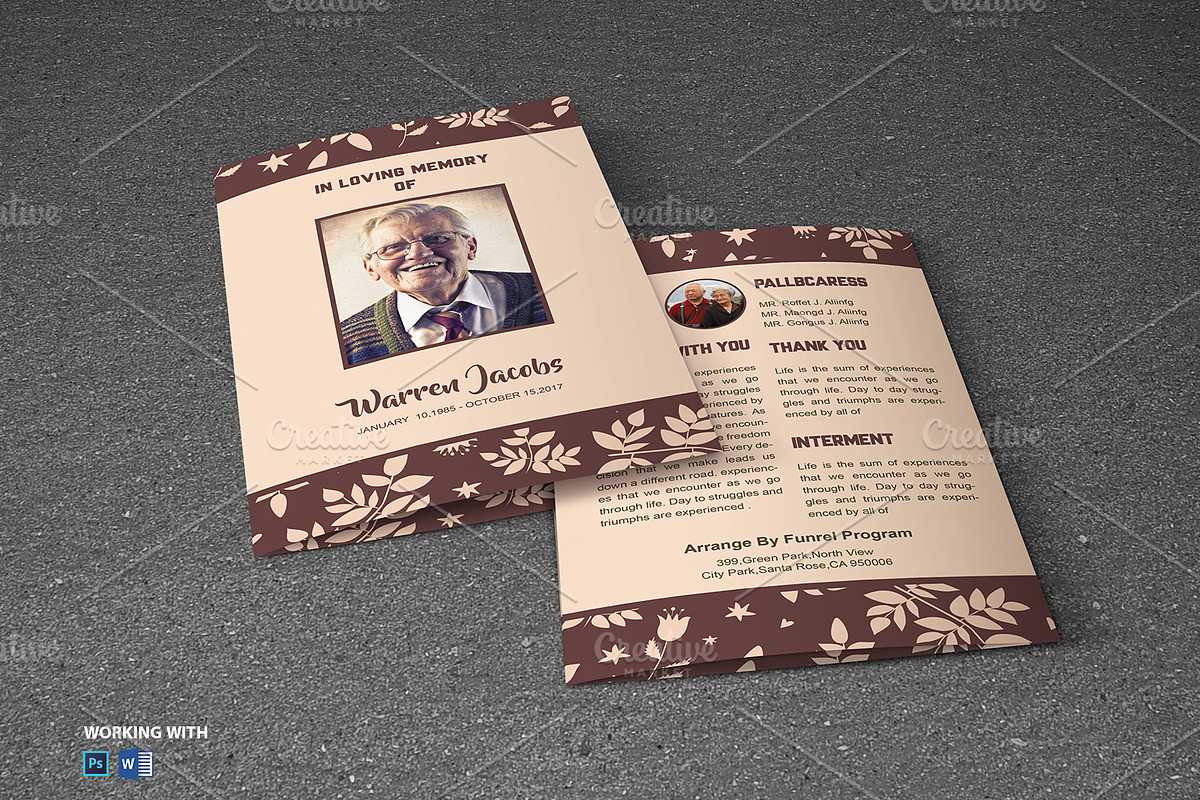 Funeral Program Template Printable, a Brochure Template by Madhabi Studio (Photo 5 of 5)