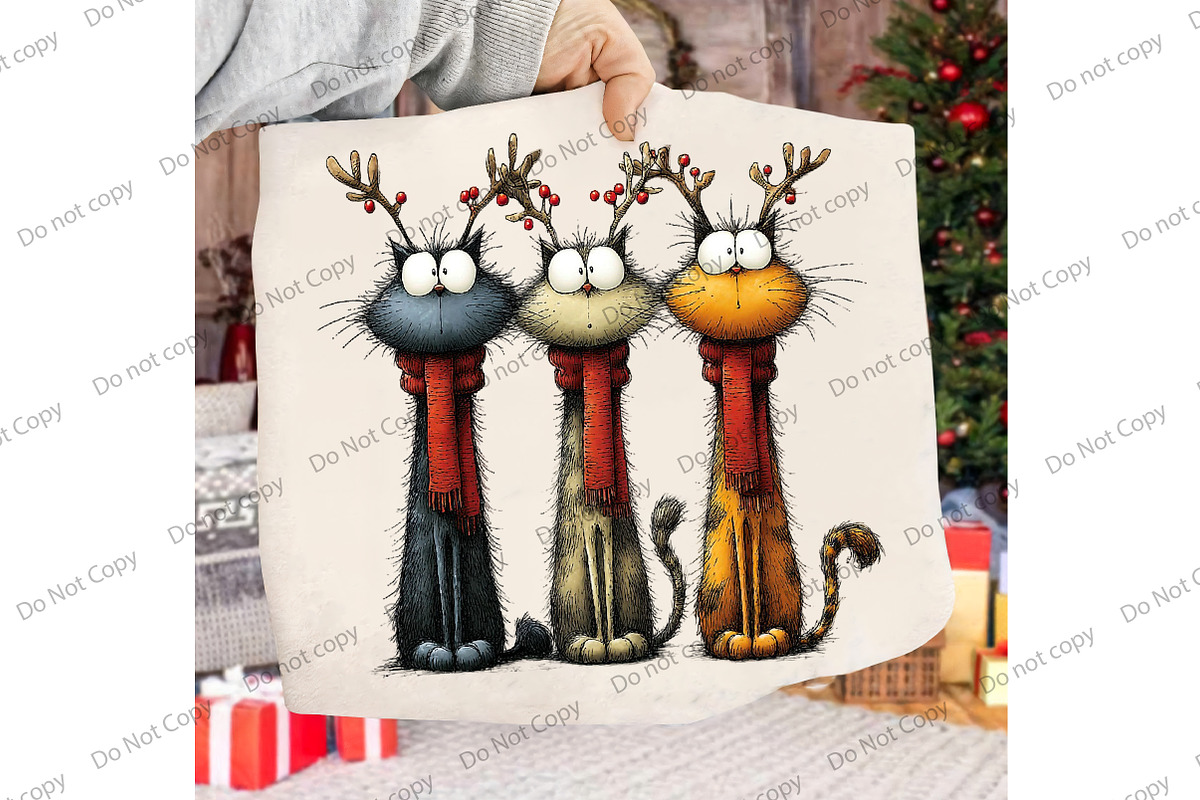 Quirky Christmas Three Cat PNG, an Illustration by Libby Wishes (Photo 4 of 8)