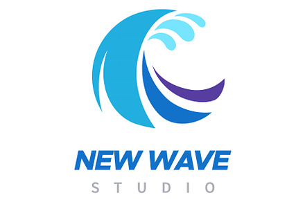 Wave logo. Blue water curve. Motion, a Work Illustration by YummyBuum