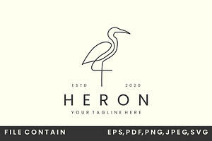 monoline heron bird with linear logo, a Branding & Logo Template by SD 22
