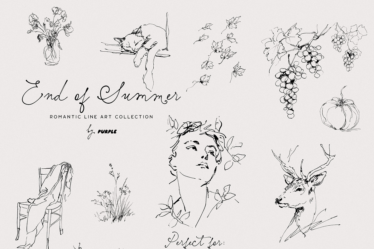 End of Summer: Line Art Collection, a Decorative Illustration by Purple (Photo 5 of 12)