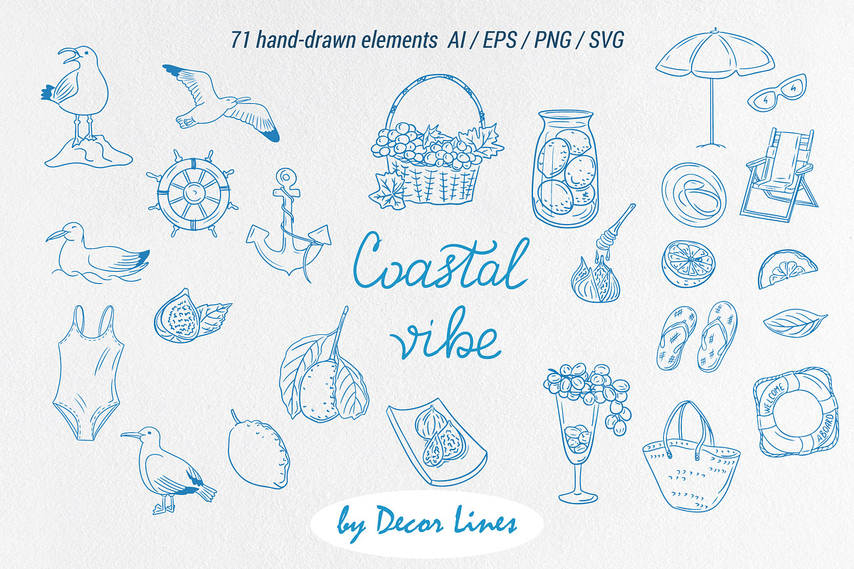 Coastal Vibe Doodles, an Object Illustration by Decor Lines (Photo 5 of 19)