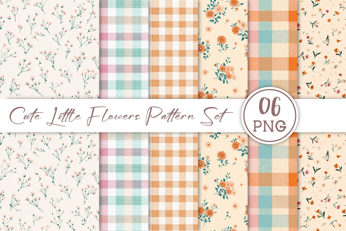 Cute Little Flowers Pattern Set, an Illustration by Libby Wishes (Photo 1 of 3)
