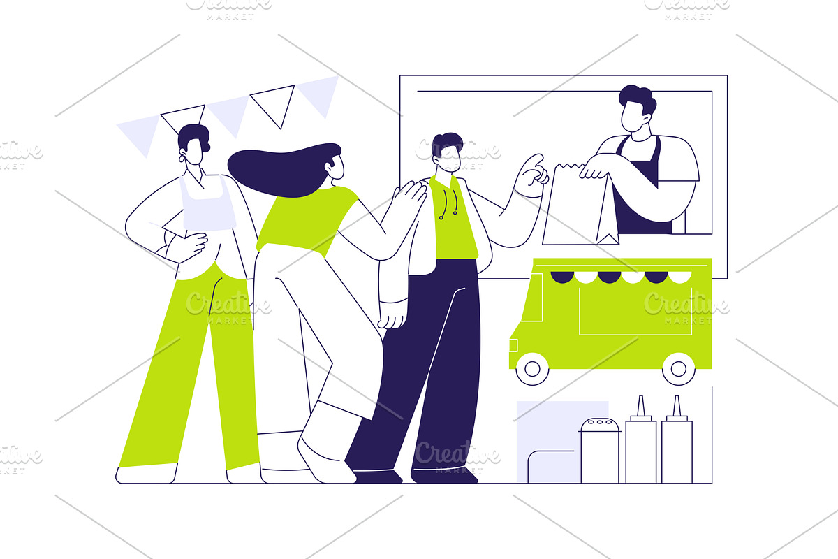 Queuing for food isolated cartoon, a Person Illustration by Visual Generation