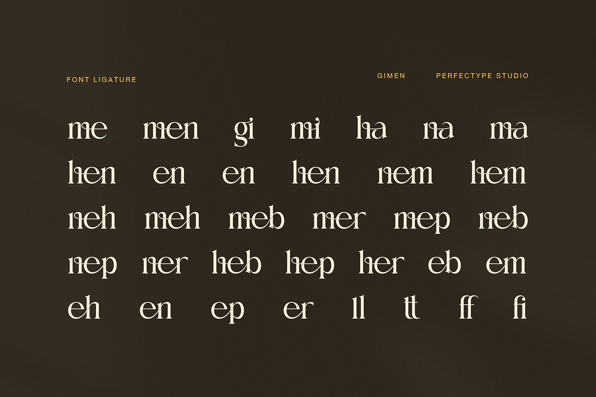 Gimen Elegant Ligature Serif Font, a Serif Font by Perfectype (Photo 8 of 8)