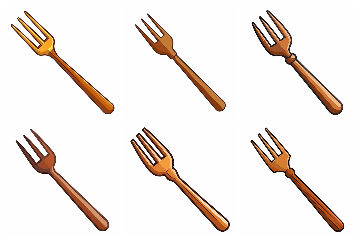 Cartoon forks with varying designs, an Object Graphic by Billah Hub