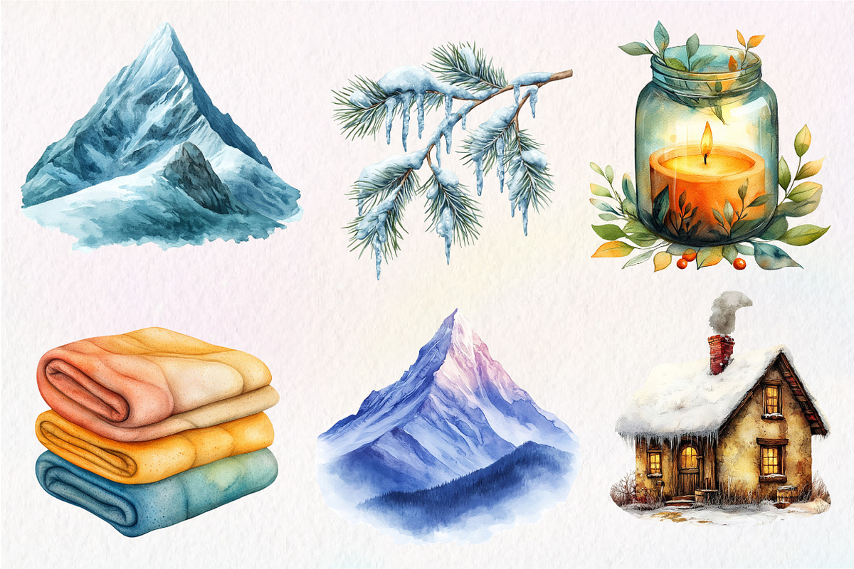 Winter Mood Watercolor Clipart, an Illustration by Dream Creation (Photo 4 of 6)