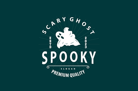 Spooky Ghost Logo Simple Halloween, a Branding & Logo Template by Maylianaw28