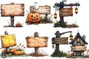 Halloween Wooden Sings Clipart, a Work Illustration by cherrydesign (Thumbnail 4 of 4)