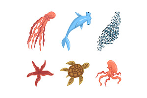 Fish and Marine Mammals as Sea and, an Animal Illustration by TopVectors