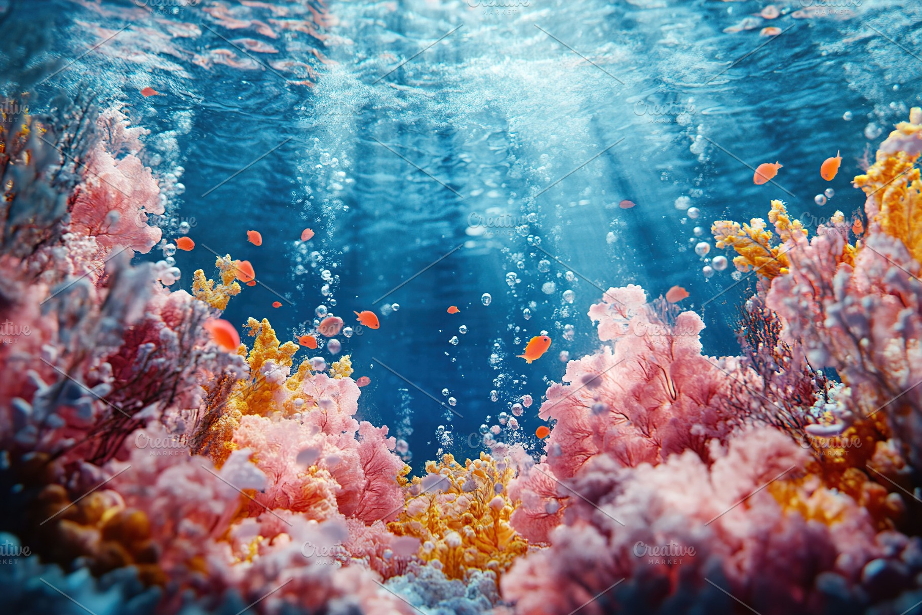 Colorful coral reef teeming with life in a vibrant underwater environment, a Nature Photo by AlyaAnd