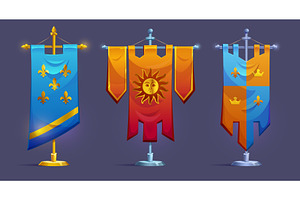 Flag game medieval banners on stands, an Object Illustration by art PVP - market