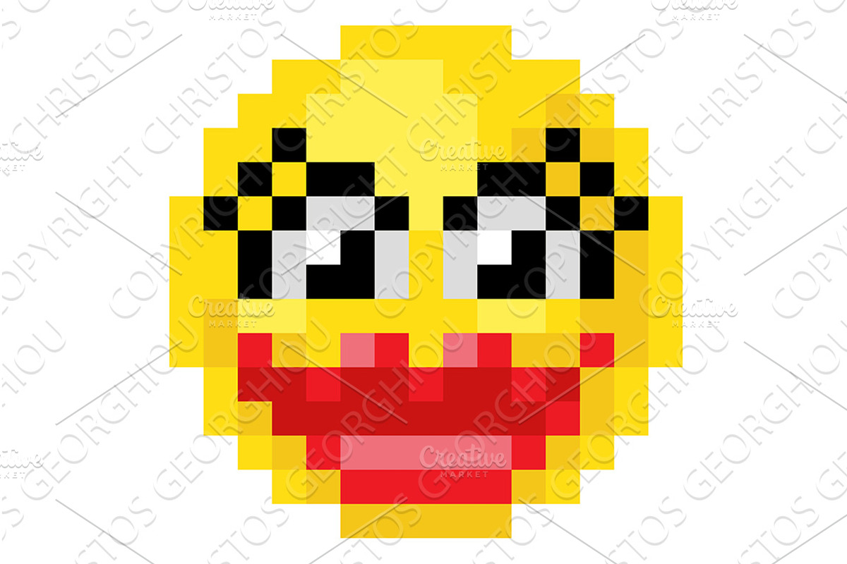 Pixel Art Emoji Emoticon Kiss Face, an Emoji Icon by Christos Georghiou