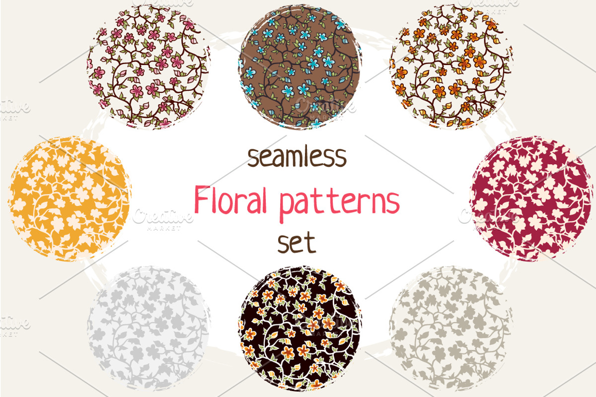 Floral seamless patterns set