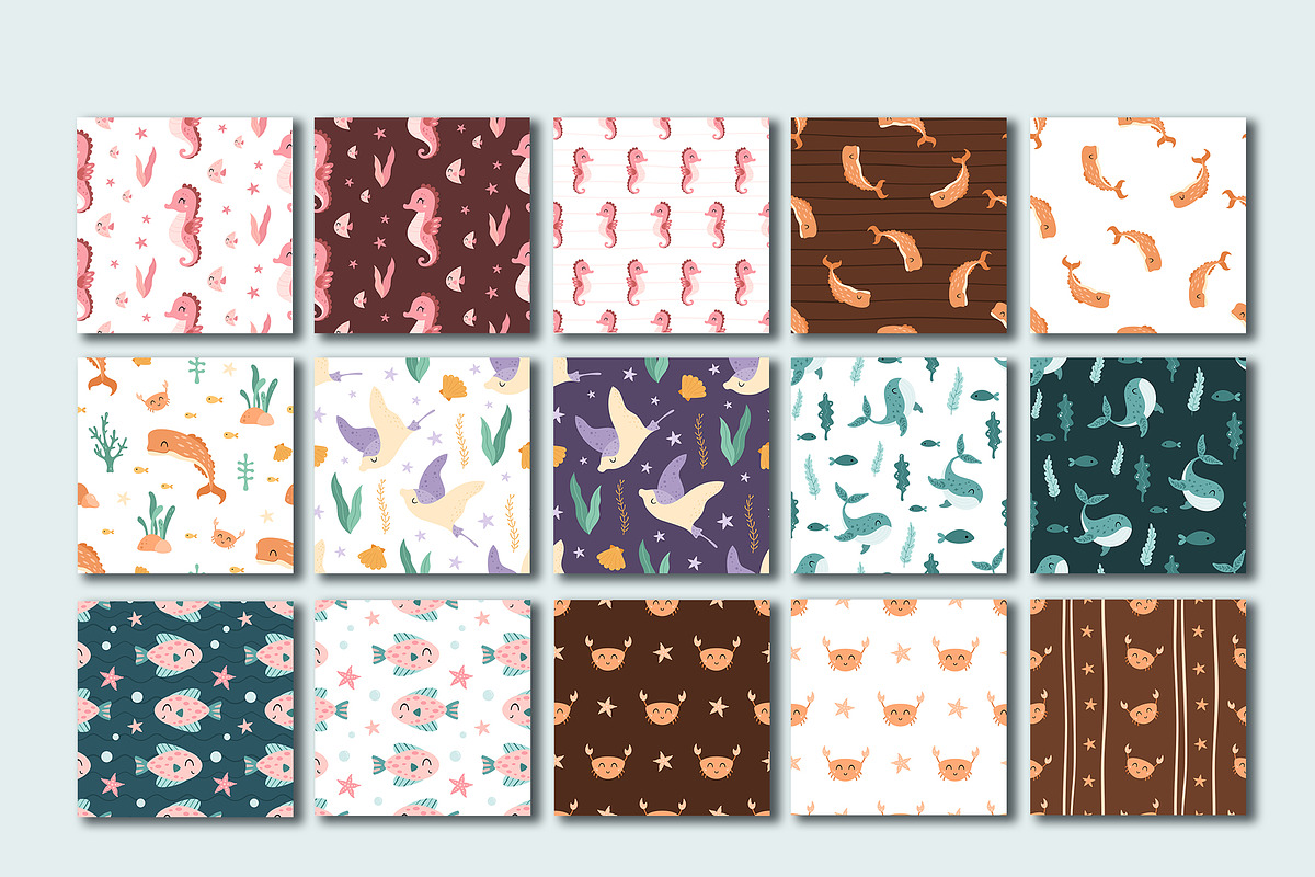 Ocean Seamless Patterns Pack, a Pattern Graphic by JulzaArt (Photo 5 of 11)