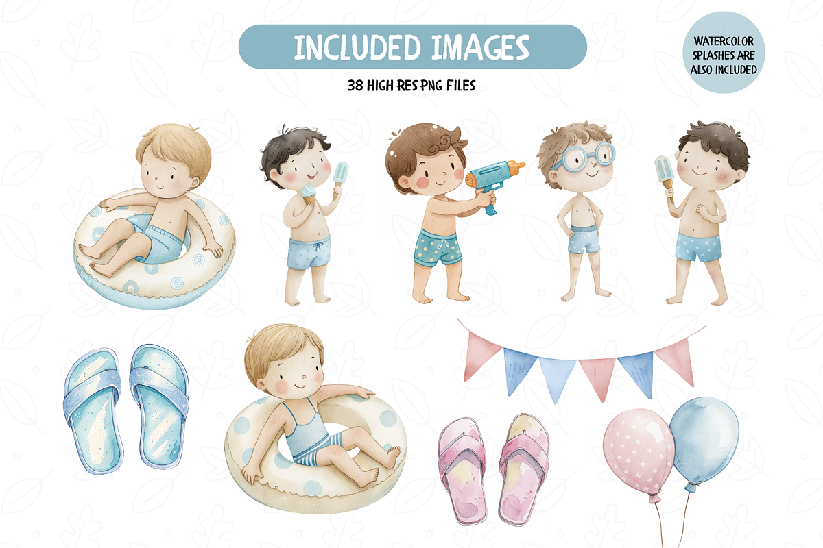 Summer Pool Clipart, Kids Summer, an Illustration by TatiMockup (Photo 3 of 5)