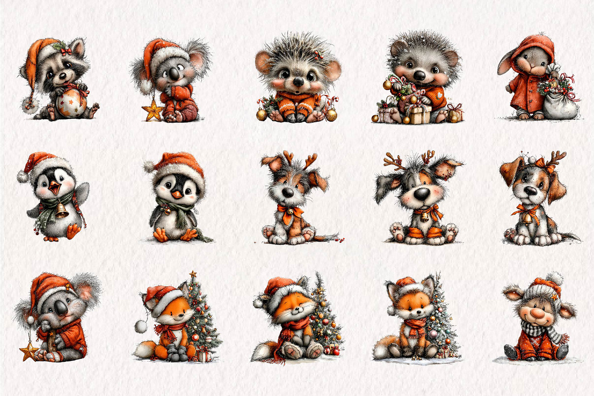 Jolly Christmas Animal Club, a Seasonal Illustration by CreationArt (Photo 2 of 7)