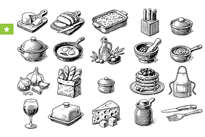Kitchen Food & Utensils Set, an Object Graphic by RT Studio