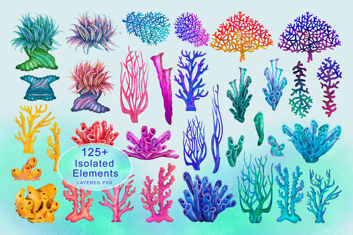Neon Reef Creator Pack, an Animal Illustration by EL_SUHOVA (Photo 2 of 13)