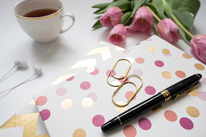 Modern styled notebook mock up stock photo containing modern and clean