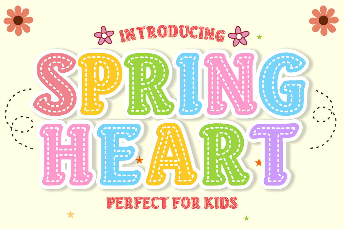 Spring Heart – Sweet & Playful Font, a Serif Font by KiddoGlyphs Studio (Photo 1 of 4)