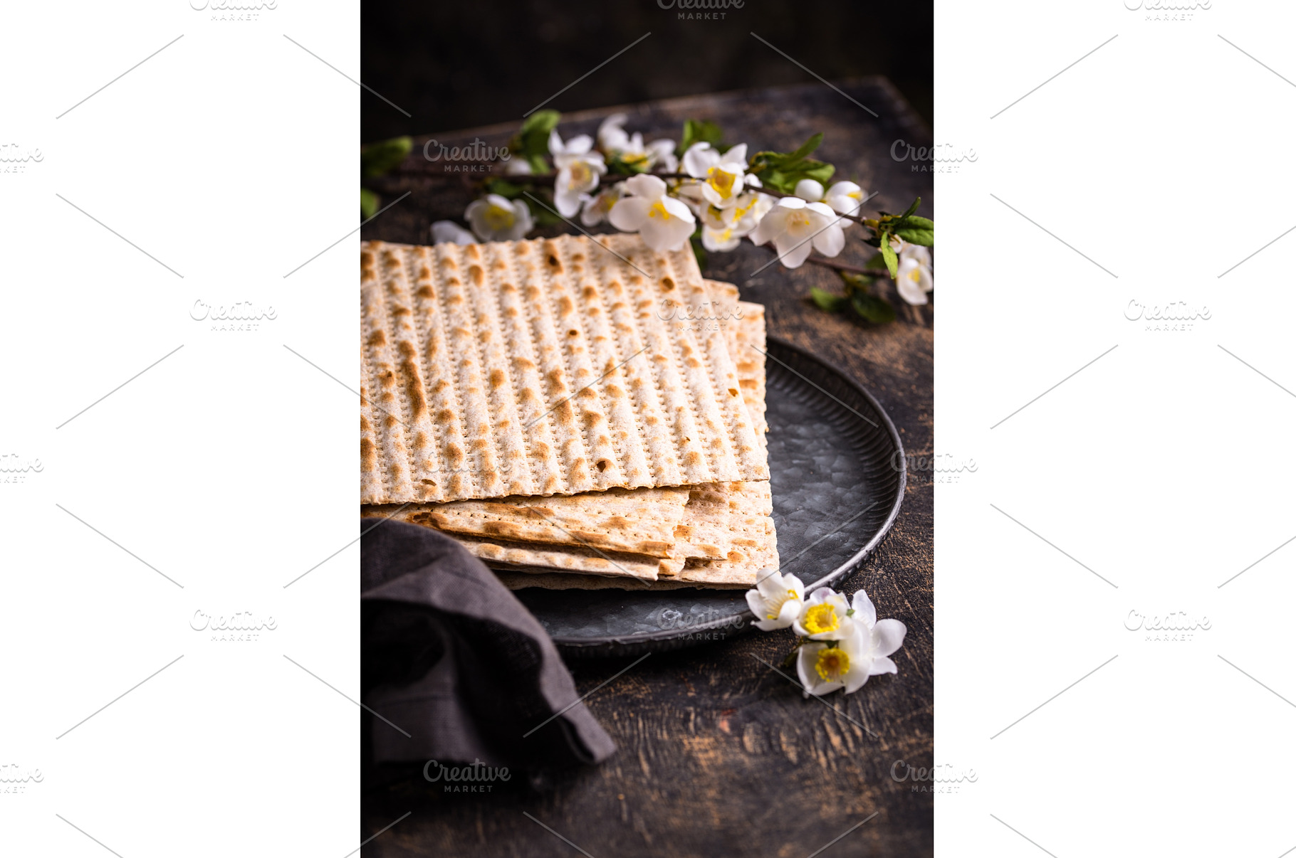 Traditional Jewish bread matzo for, a Food & Drink Photo by Yulia Furman