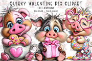 quirky valentine pig clipart, an Illustration by CreationArt (Thumbnail 1 of 5)