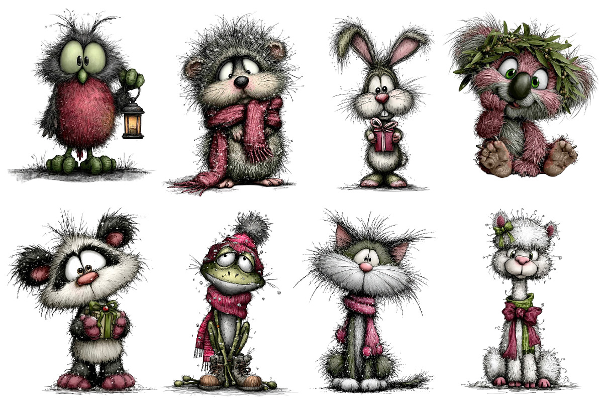 Christmas Whimsical Animals Clipart, an Illustration by Dream Creation (Photo 2 of 7)