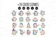Penguin Animal Clipart Set, an Animal Illustration by Palau (Thumbnail 8 of 10)