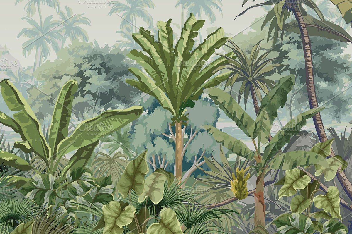 Tropical Jungle Mural Illustration, a Decorative Illustration by Mughal Wallpaper (Photo 3 of 3)
