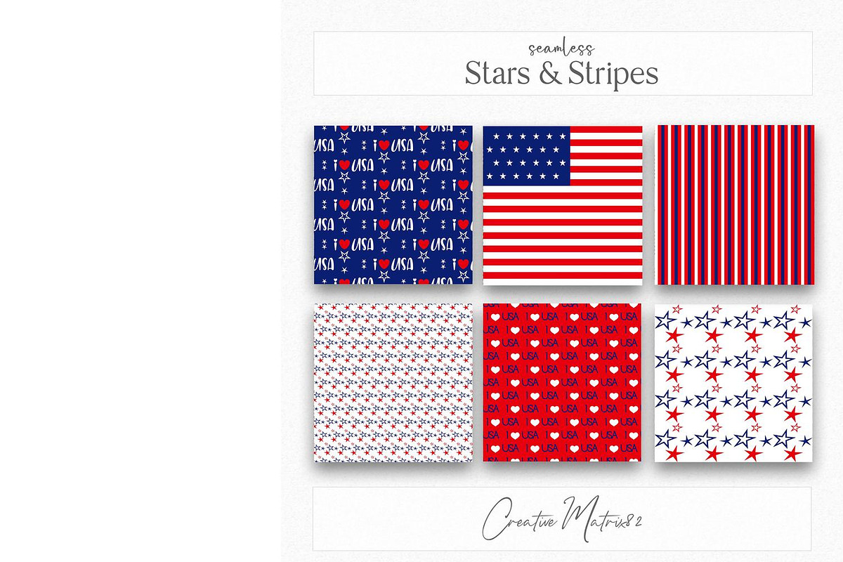 Stars Stripes Seamless Patterns, a Pattern Graphic by Creative Matrix82 (Photo 6 of 6)