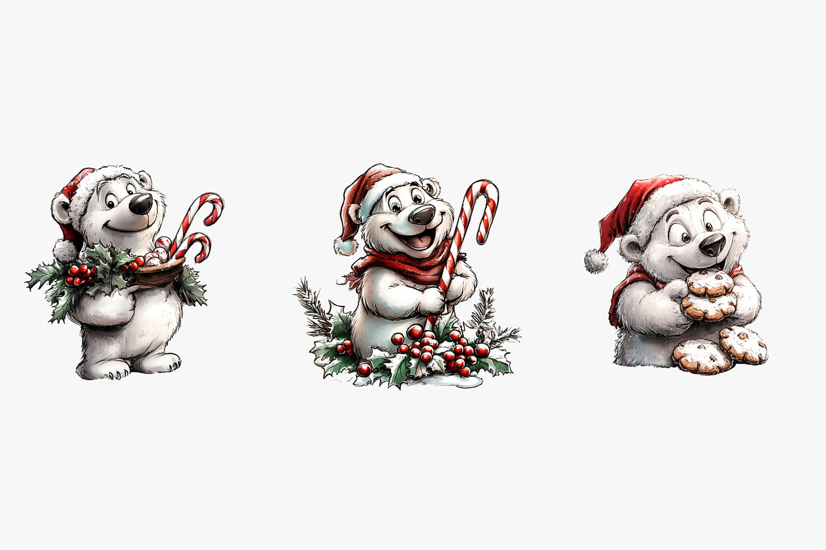 Christmas Polar Bear Clipart, an Illustration by CreationArt (Photo 5 of 5)