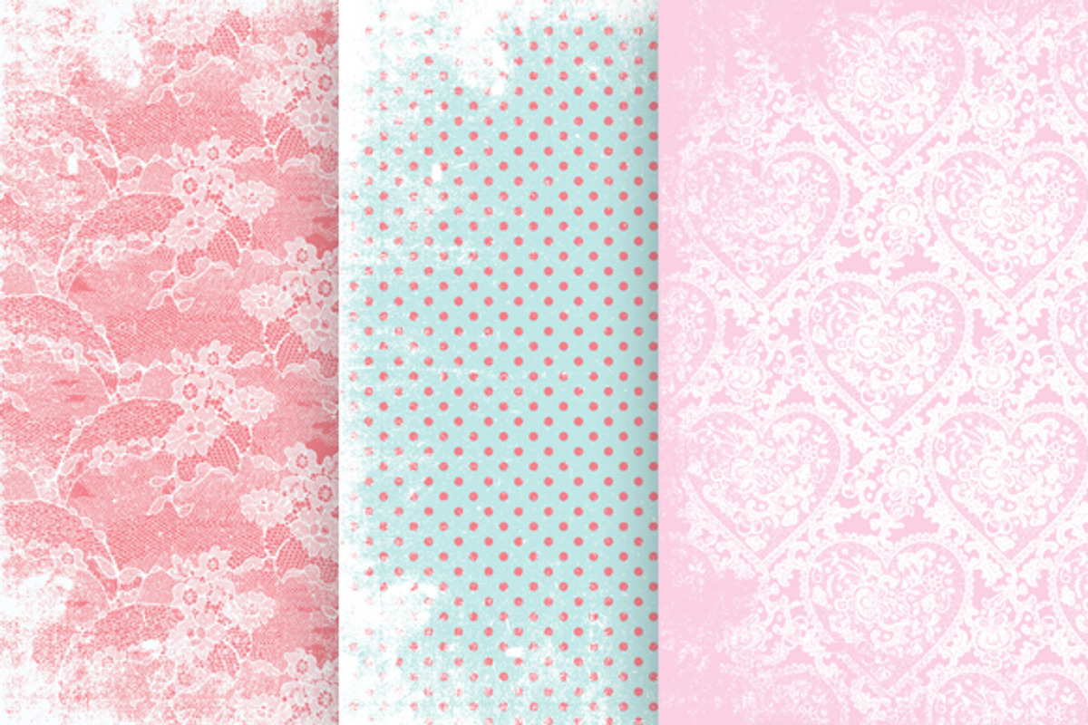 12 Romantic Lace patterned papers preview 4