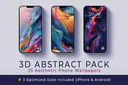 3D Abstract Phone Wallpapers Pack, a Background Graphic by BazziBa♥ (Thumbnail 1 of 8)