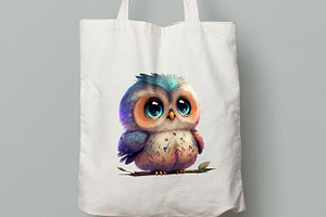 Cute Owls Watercolor Clipart. AI